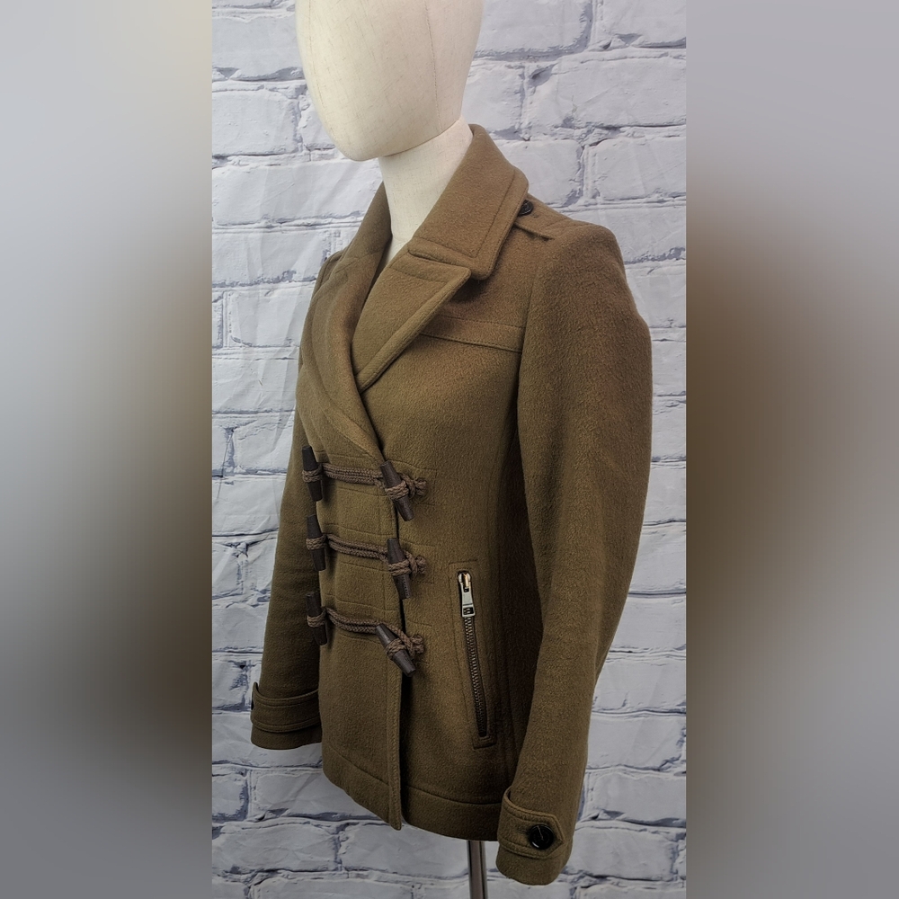 Burberry Women's Pea Coat Winter Jacket Wool Toggle Duffle Double Breasted 2 US - Picture 3 of 16